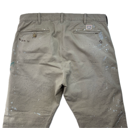 Polo Ralph Lauren Paint Splatter Distressed Beige Salinger Chinos Straight Fit - 34x32