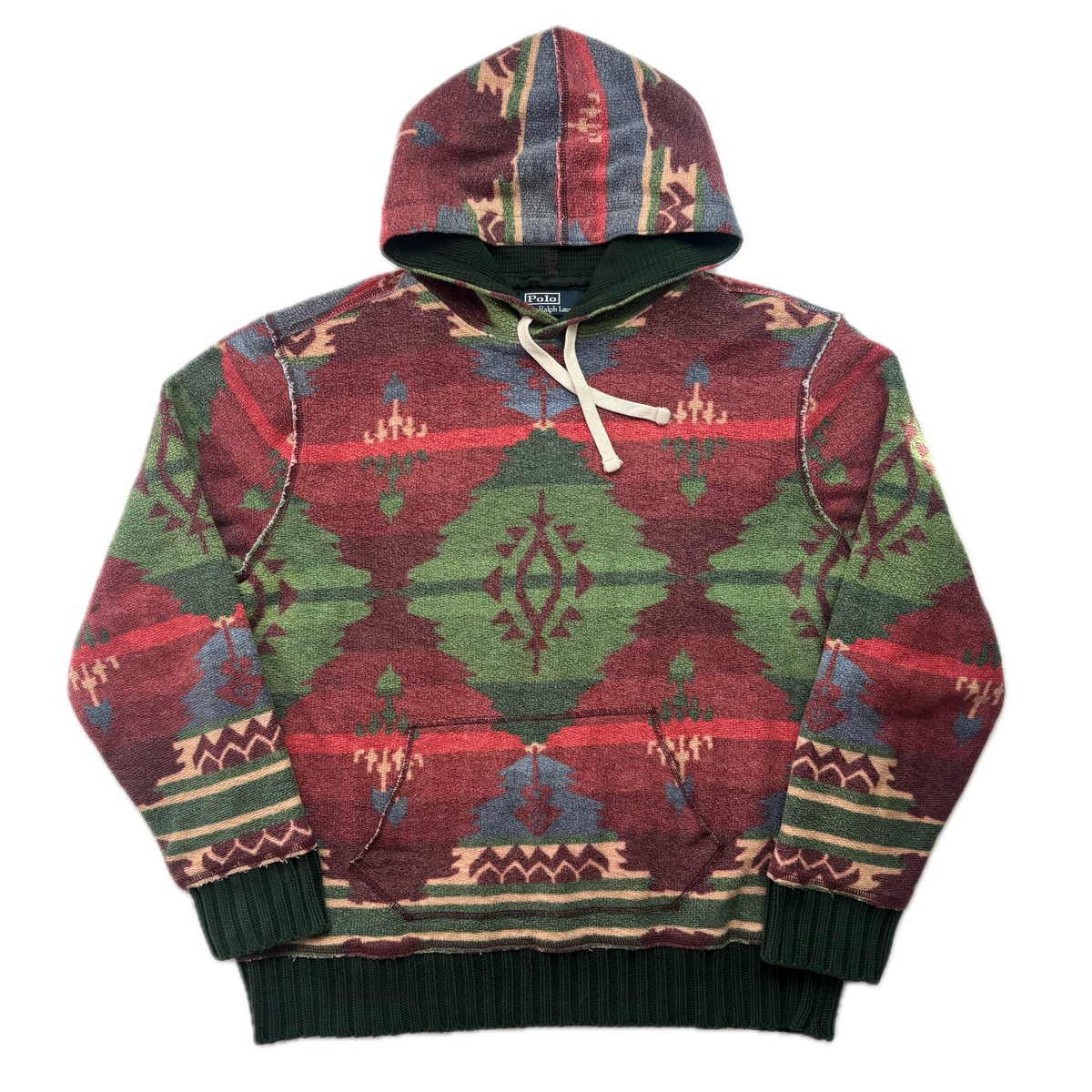 Polo Ralph Lauren Navajo Towelling Aztec Beacon Print Hoodie - L