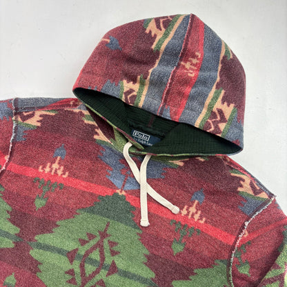 Polo Ralph Lauren Navajo Towelling Aztec Beacon Print Hoodie - L
