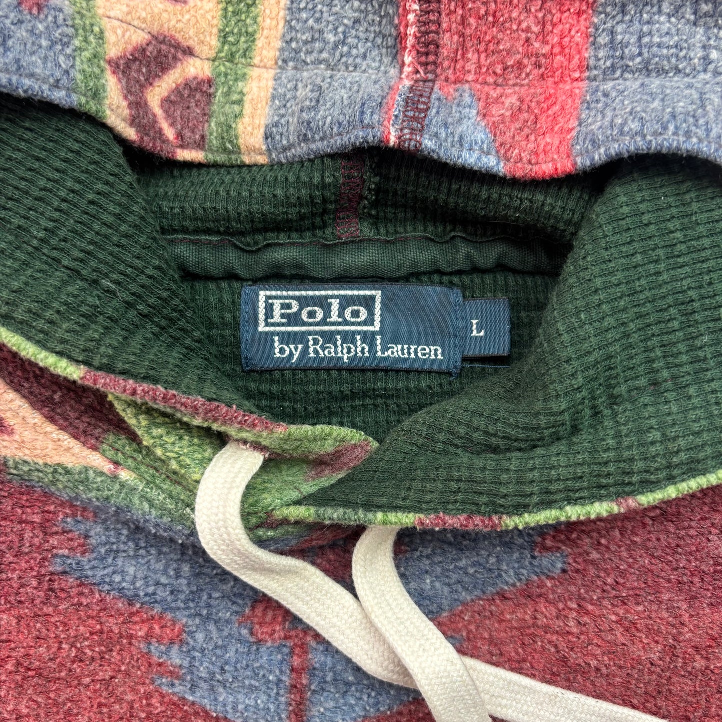 Polo Ralph Lauren Navajo Towelling Aztec Beacon Print Hoodie - L