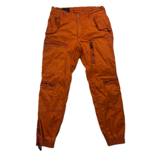 Polo Ralph Lauren Orange Cargo Trouser Utility Parachute Pants Straight Fit - 32x32
