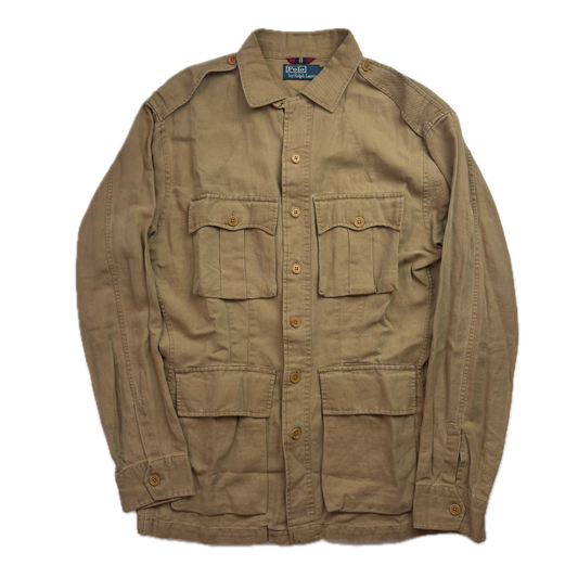 Polo Ralph Lauren Beige Military Battle Dress Safari Jacket (Cotton Linen) -  S