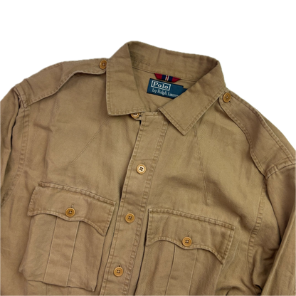 Polo Ralph Lauren Beige Military Battle Dress Safari Jacket (Cotton Linen) -  S