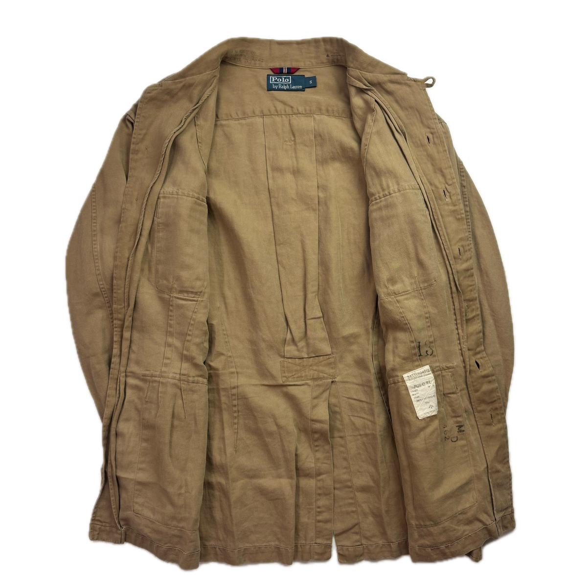 Polo Ralph Lauren Beige Military Battle Dress Safari Jacket (Cotton Linen) -  S