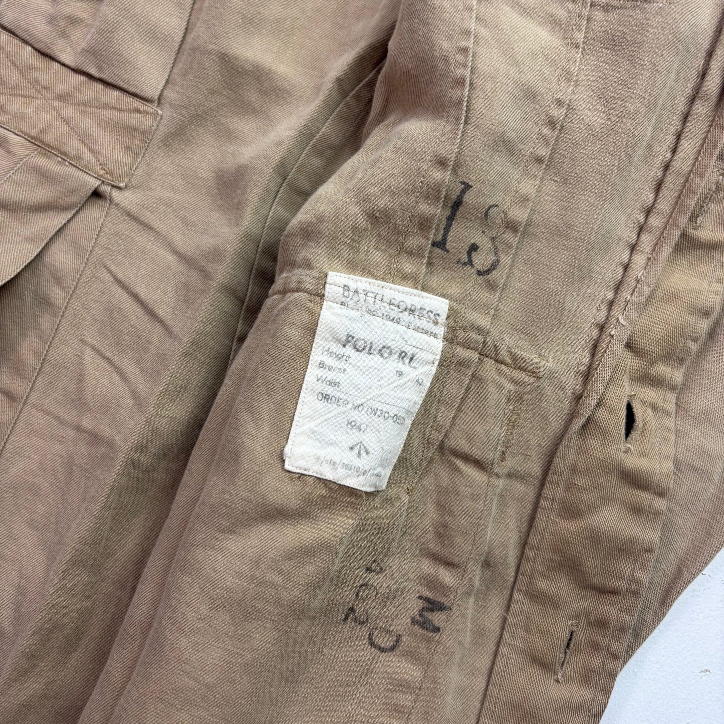 Polo Ralph Lauren Beige Military Battle Dress Safari Jacket (Cotton Linen) -  S