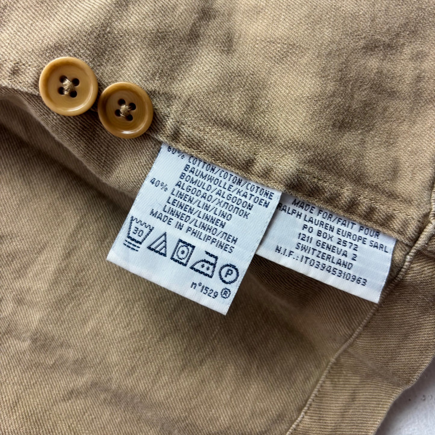 Polo Ralph Lauren Beige Military Battle Dress Safari Jacket (Cotton Linen) -  S