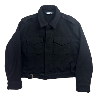Polo Ralph Lauren Black Civil Defense Military Battle Dress Cropped Belted Aviator Jacket (Wool) -  XL