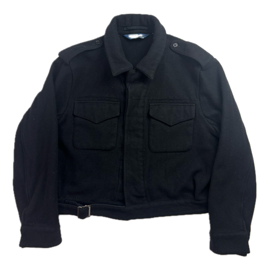 Polo Ralph Lauren Black Civil Defense Military Battle Dress Cropped Belted Aviator Jacket (Wool) -  XL