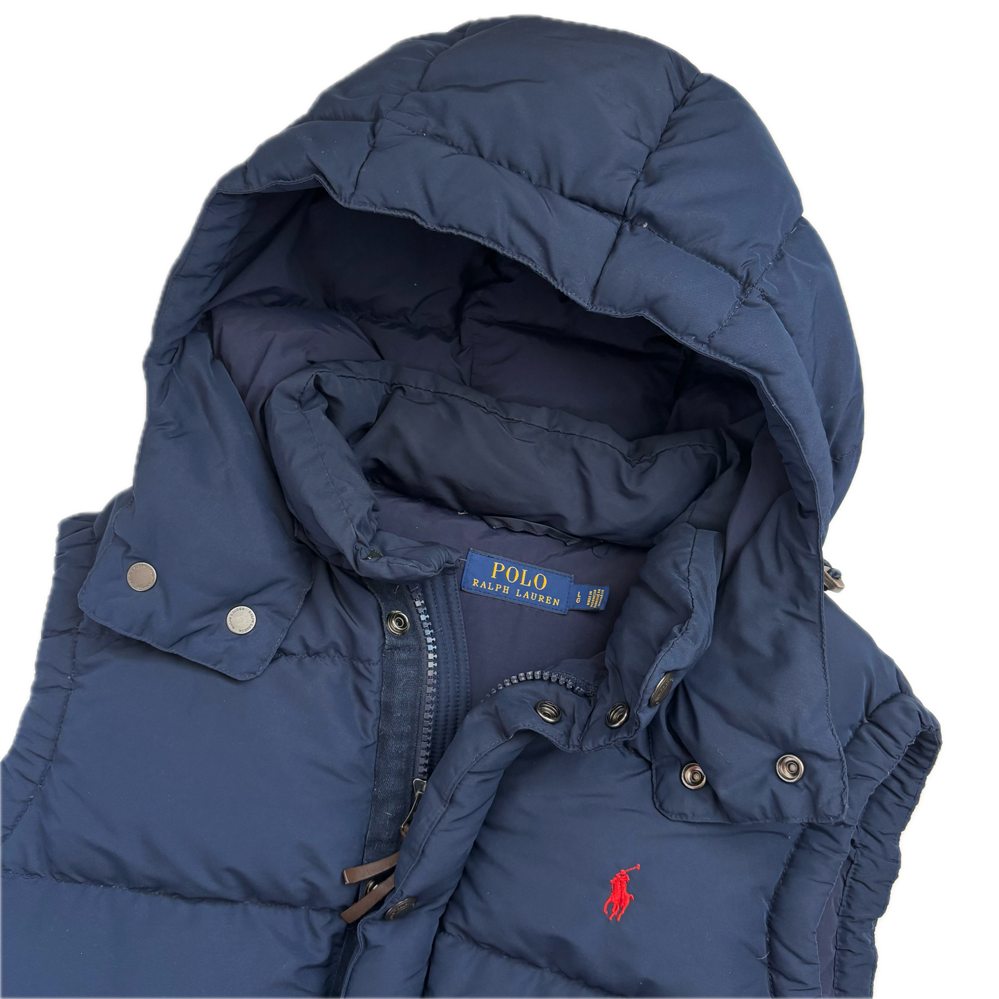 Polo Ralph Lauren Navy Hooded Body Warmer Gilet Down Vest - L