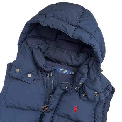 Polo Ralph Lauren Navy Hooded Body Warmer Gilet Down Vest - L