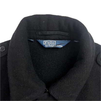 Polo Ralph Lauren Black Civil Defense Military Battle Dress Cropped Belted Aviator Jacket (Wool) -  XL