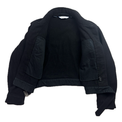 Polo Ralph Lauren Black Civil Defense Military Battle Dress Cropped Belted Aviator Jacket (Wool) -  XL