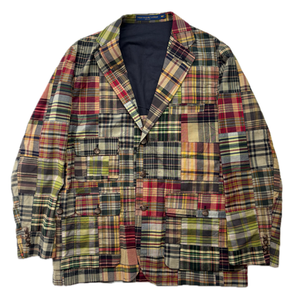 Polo Ralph Lauren Patchwork Madras Plaid Utility Blazer Sports Jacket (Cotton) - 46R