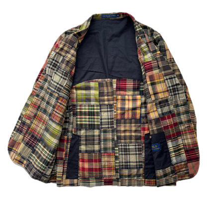 Polo Ralph Lauren Patchwork Madras Plaid Utility Blazer Sports Jacket (Cotton) - 46R