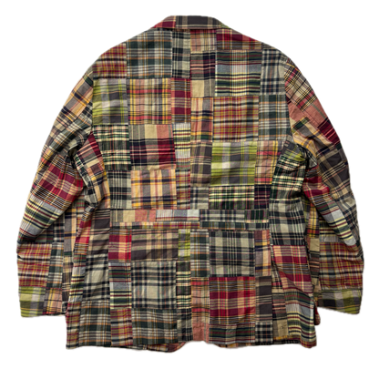 Polo Ralph Lauren Patchwork Madras Plaid Utility Blazer Sports Jacket (Cotton) - 46R