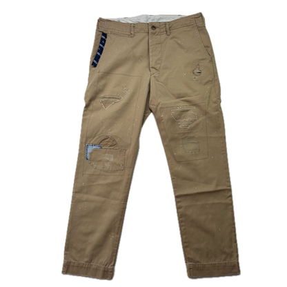 Polo Ralph Lauren Patchwork Distressed Beige Relaxed Fit Chinos - 32x32