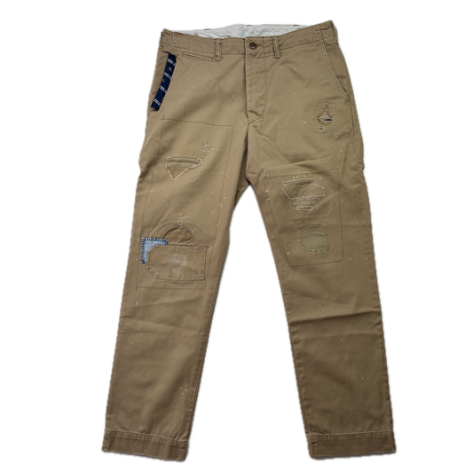 Polo Ralph Lauren Patchwork Distressed Beige Relaxed Fit Chinos - 32x32