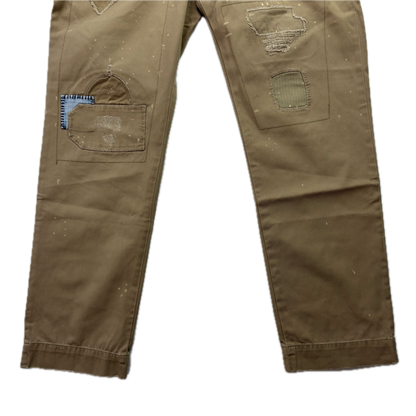 Polo Ralph Lauren Patchwork Distressed Beige Relaxed Fit Chinos - 32x32