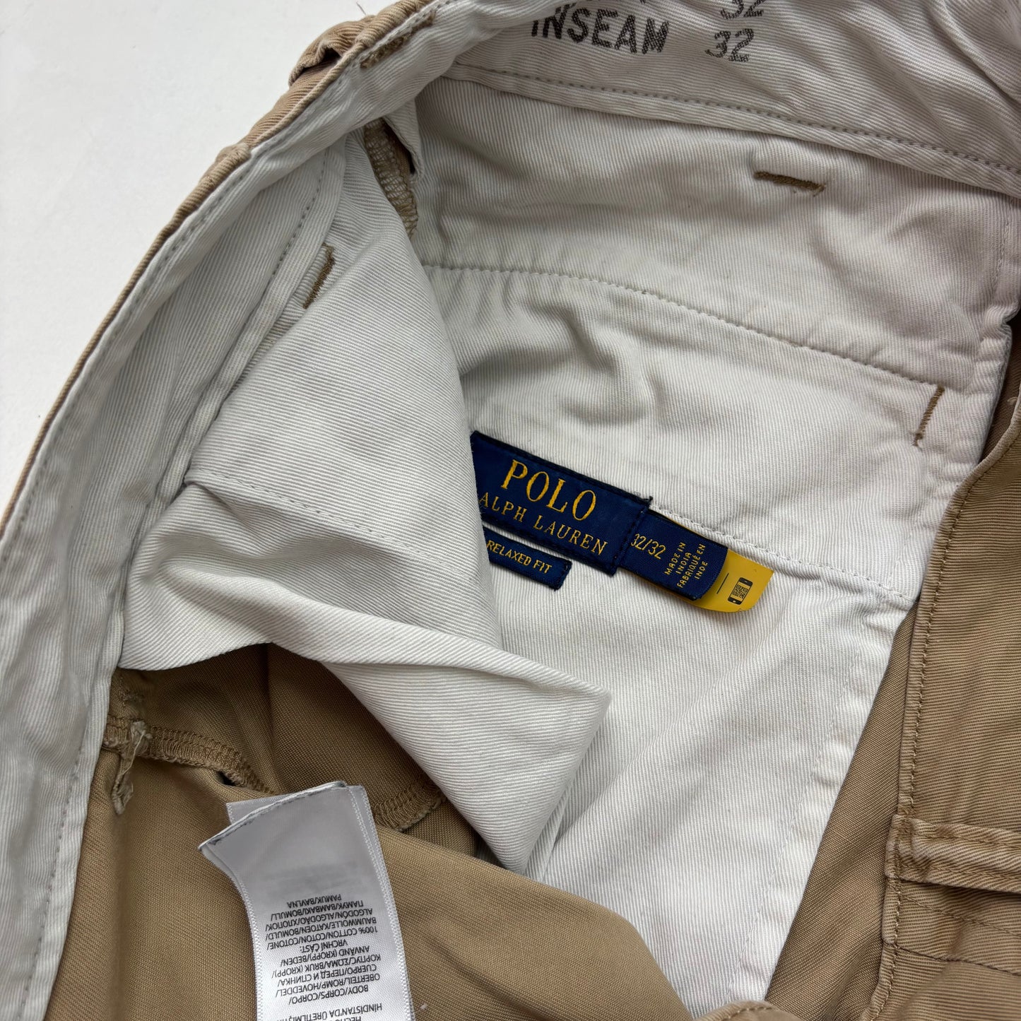 Polo Ralph Lauren Patchwork Distressed Beige Relaxed Fit Chinos - 32x32