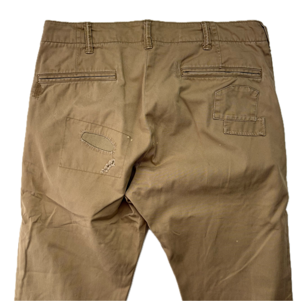 Polo Ralph Lauren Patchwork Distressed Beige Relaxed Fit Chinos - 32x32