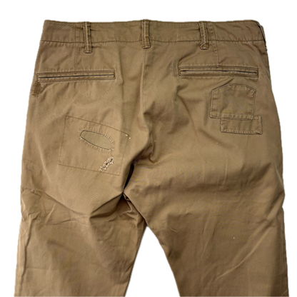 Polo Ralph Lauren Patchwork Distressed Beige Relaxed Fit Chinos - 32x32