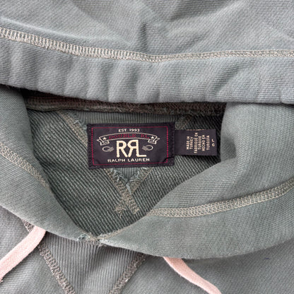 RRL Faded Green Garment Dyed French Terry Hoodie  (Cotton) - L