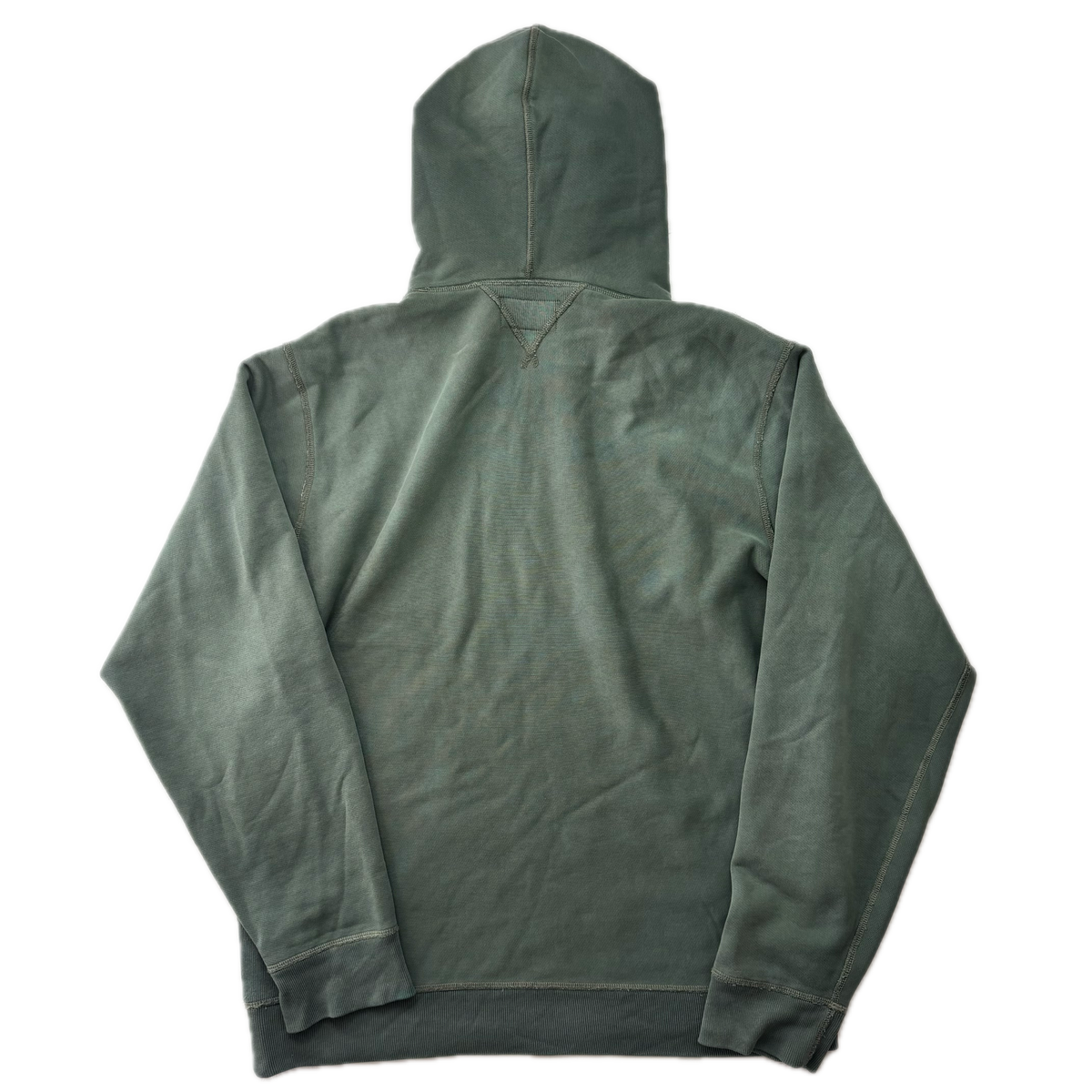 RRL Faded Green Garment Dyed French Terry Hoodie  (Cotton) - L
