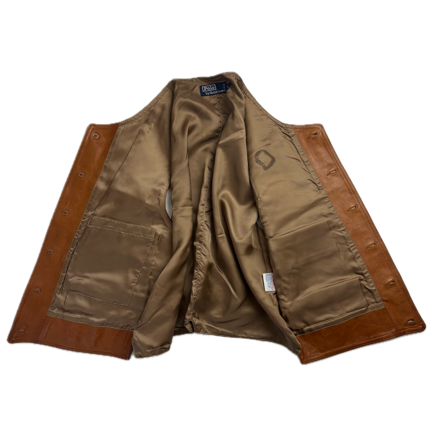 Polo Ralph Lauren Brown Tan Leather Waistcoat - L