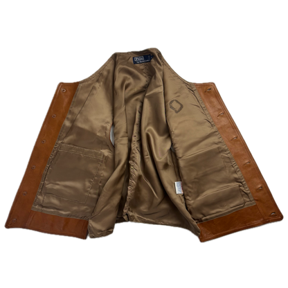 Polo Ralph Lauren Brown Tan Leather Waistcoat - L