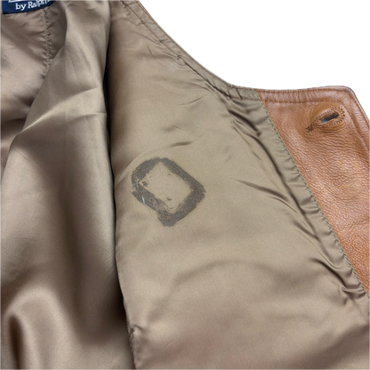 Polo Ralph Lauren Brown Tan Leather Waistcoat - L