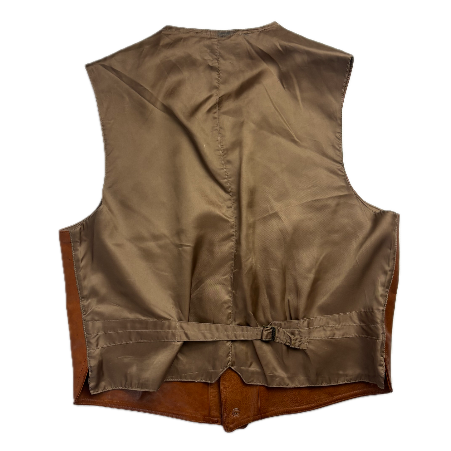 Polo Ralph Lauren Brown Tan Leather Waistcoat - L