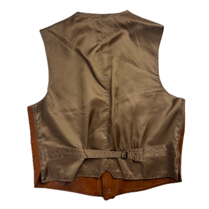 Polo Ralph Lauren Brown Tan Leather Waistcoat - L