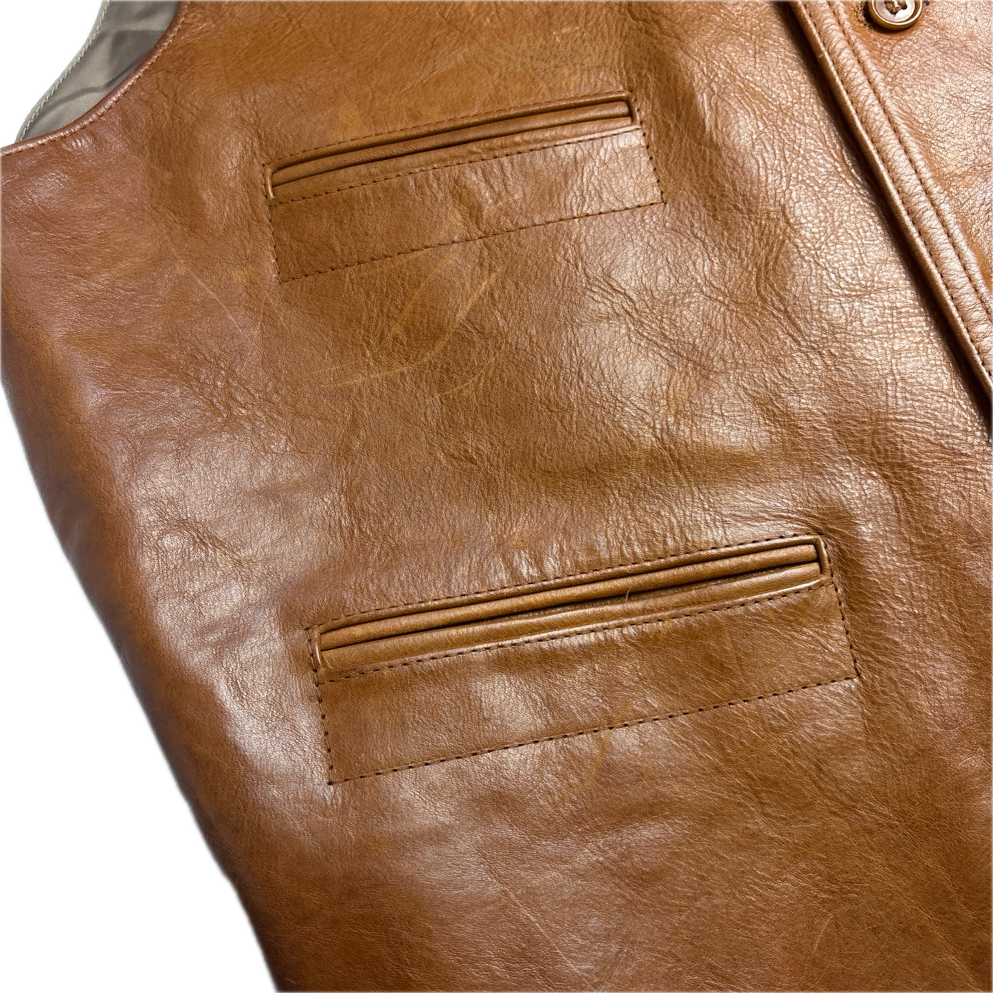 Polo Ralph Lauren Brown Tan Leather Waistcoat - L