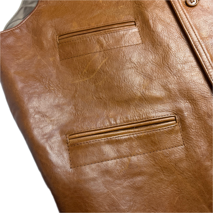 Polo Ralph Lauren Brown Tan Leather Waistcoat - L