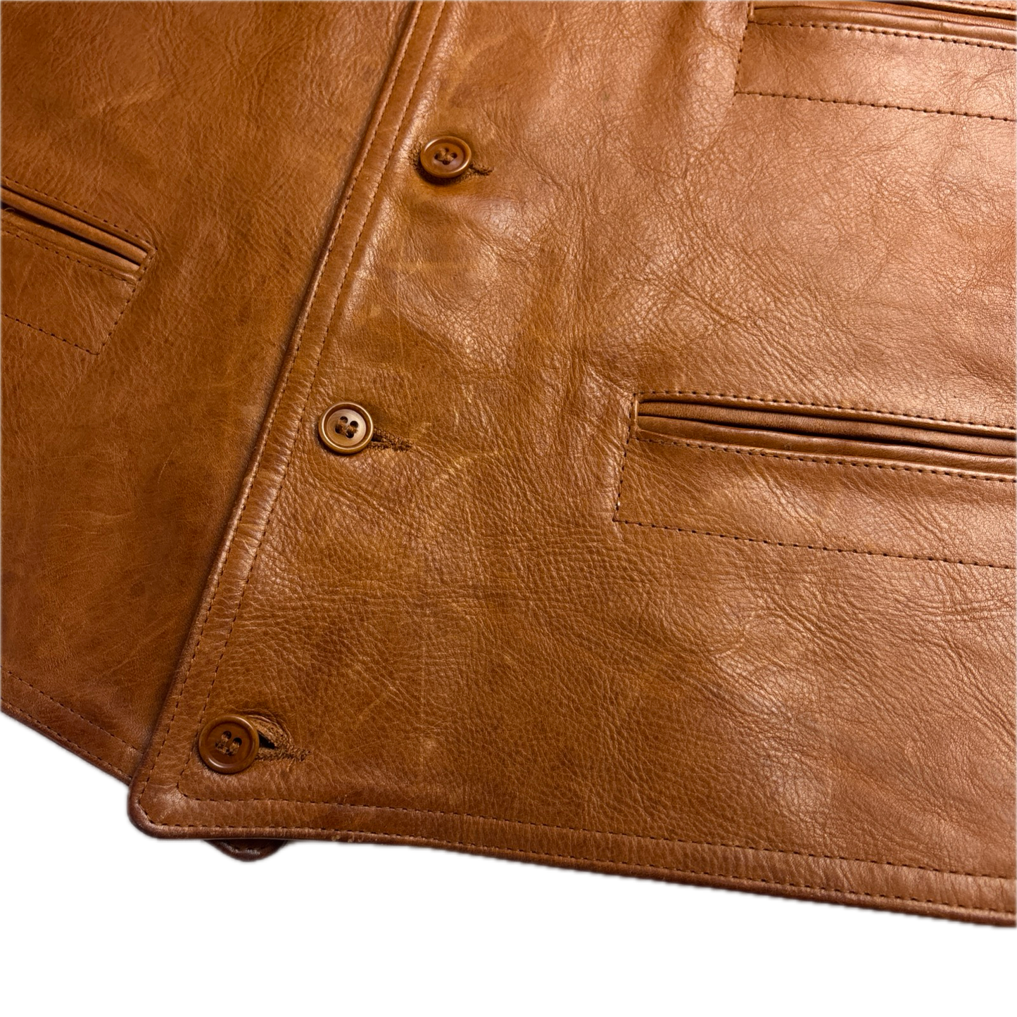 Polo Ralph Lauren Brown Tan Leather Waistcoat - L