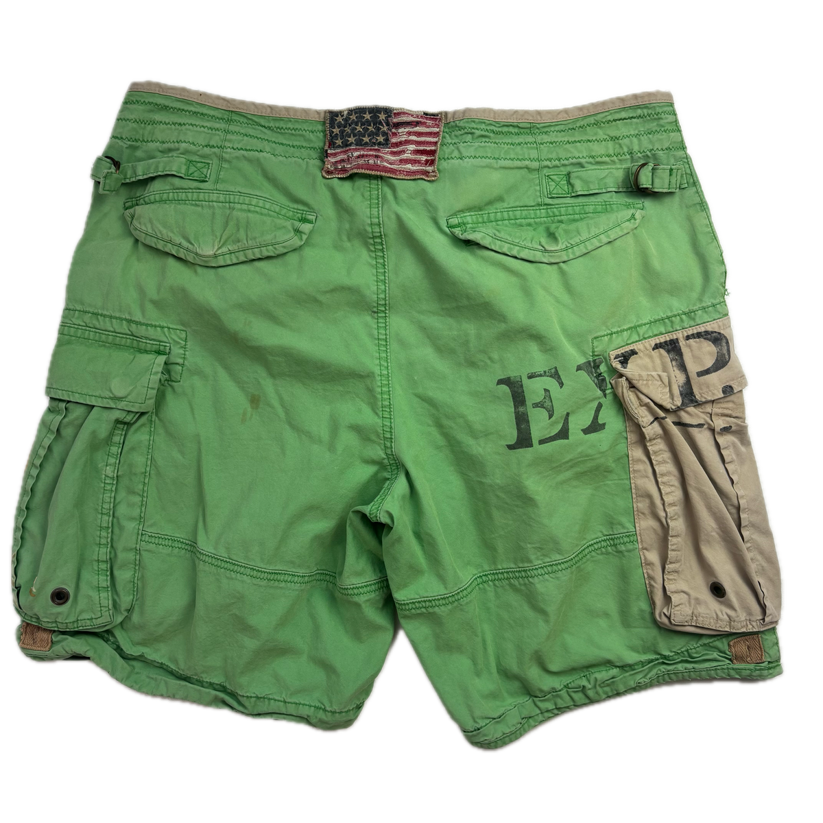 Polo Ralph Lauren Green Expedition Painted Tiger Graphic Patch Shorts Utility - 34