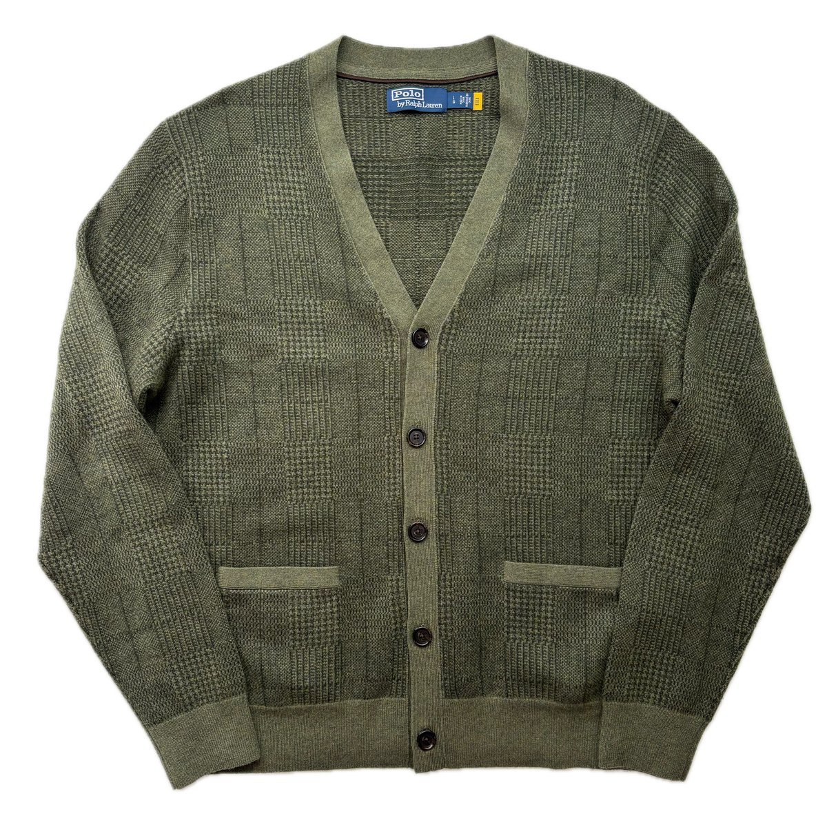 Polo Ralph Lauren Glen Plaid Tweed Green Cardigan (Wool) - L