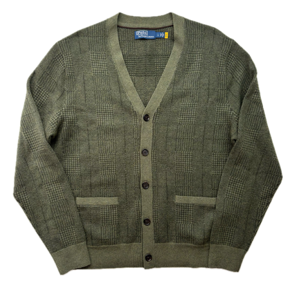 Polo Ralph Lauren Glen Plaid Tweed Green Cardigan (Wool) - L