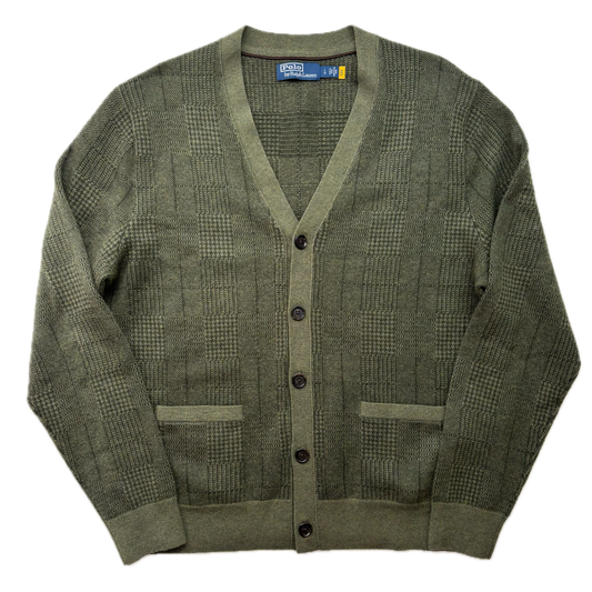 Polo Ralph Lauren Glen Plaid Tweed Green Cardigan (Wool) - L