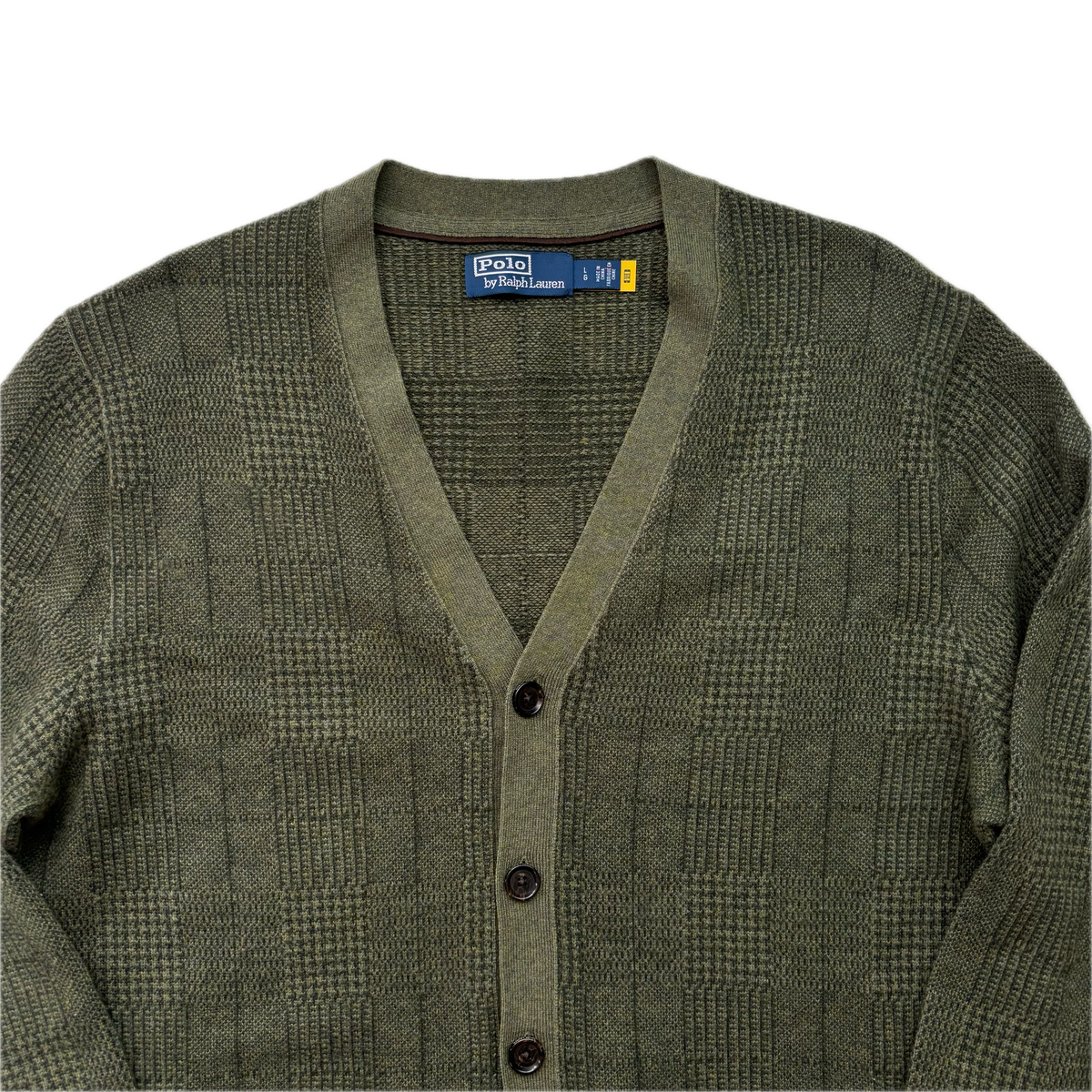 Polo Ralph Lauren Glen Plaid Tweed Green Cardigan (Wool) - L