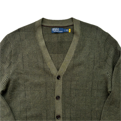 Polo Ralph Lauren Glen Plaid Tweed Green Cardigan (Wool) - L