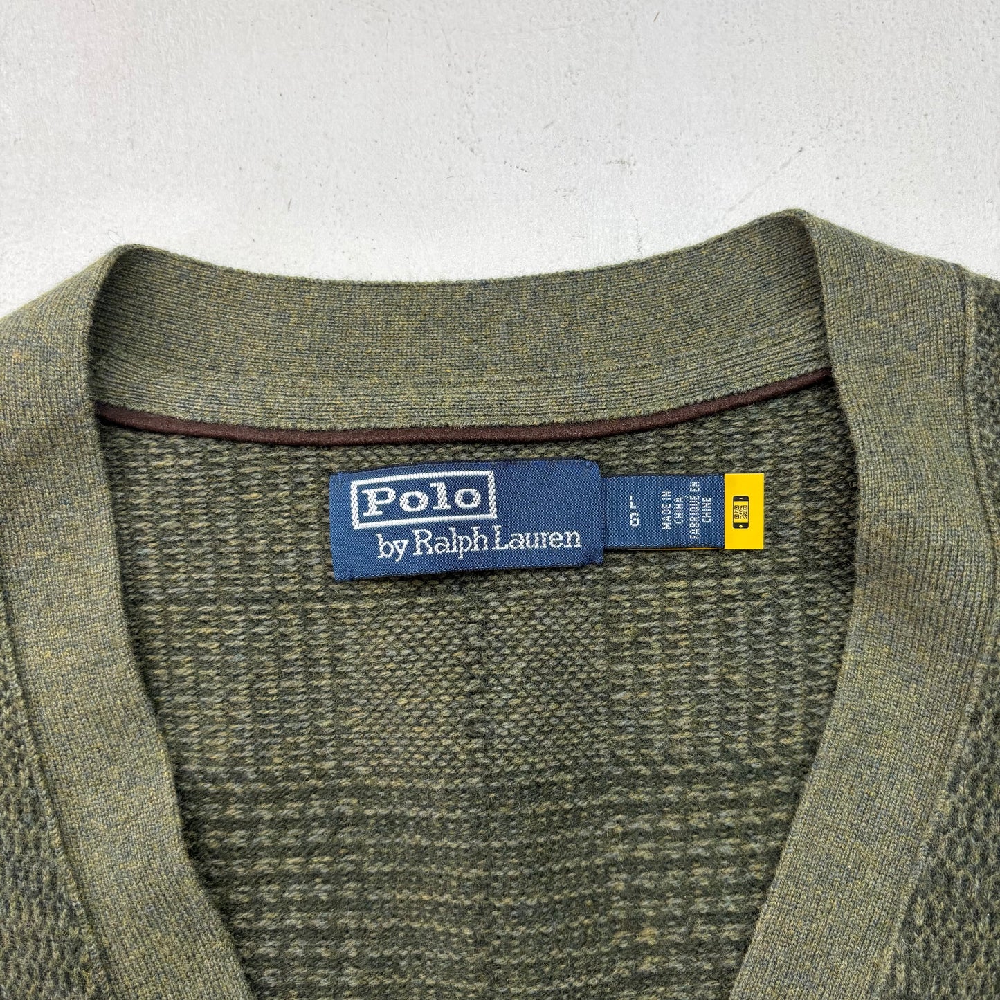 Polo Ralph Lauren Glen Plaid Tweed Green Cardigan (Wool) - L
