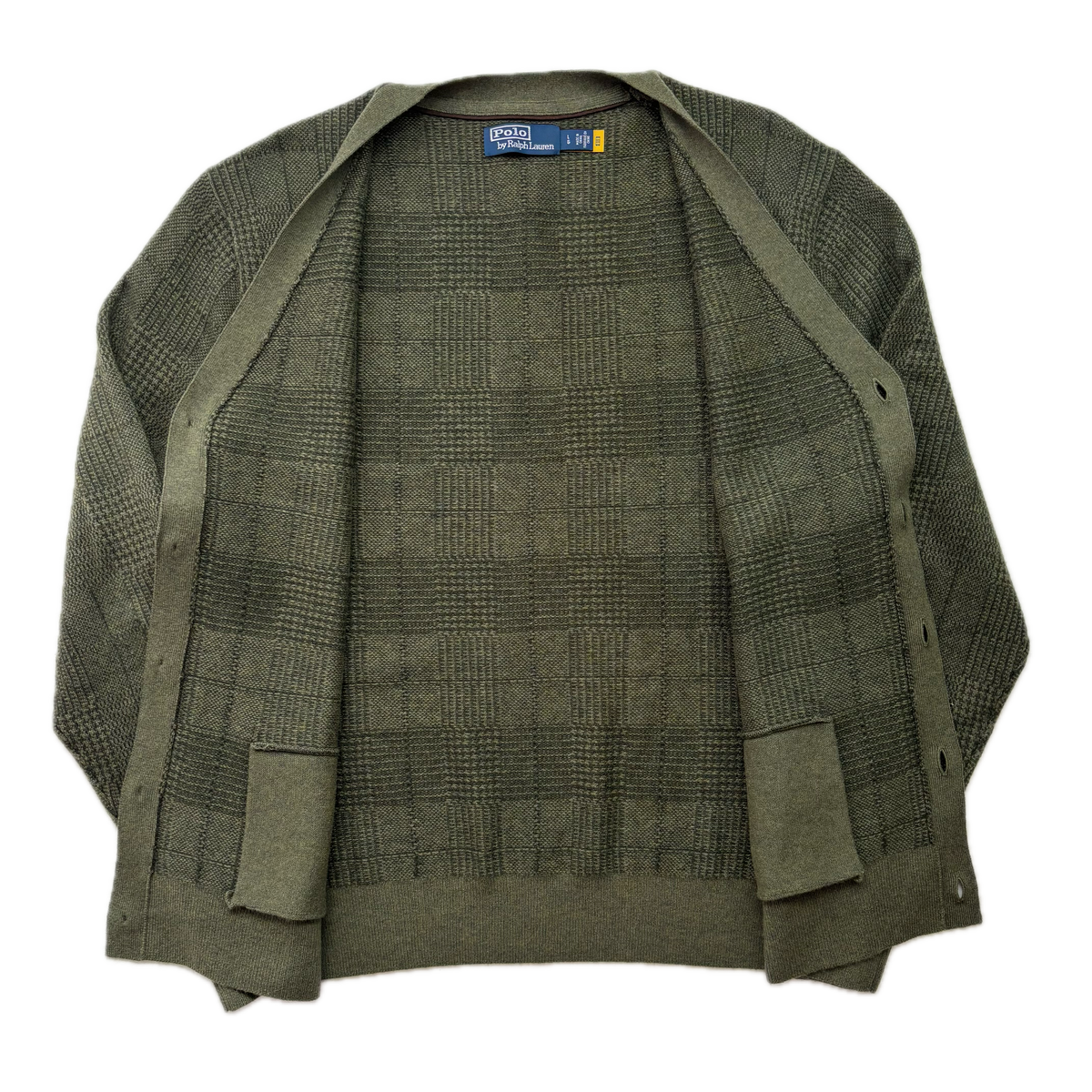 Polo Ralph Lauren Glen Plaid Tweed Green Cardigan (Wool) - L