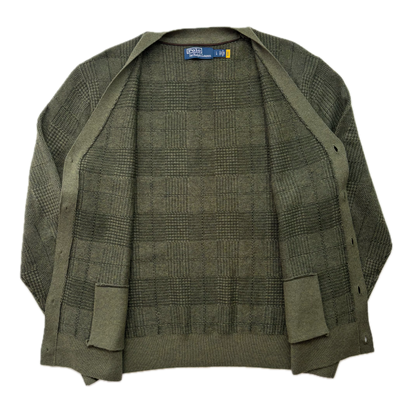 Polo Ralph Lauren Glen Plaid Tweed Green Cardigan (Wool) - L
