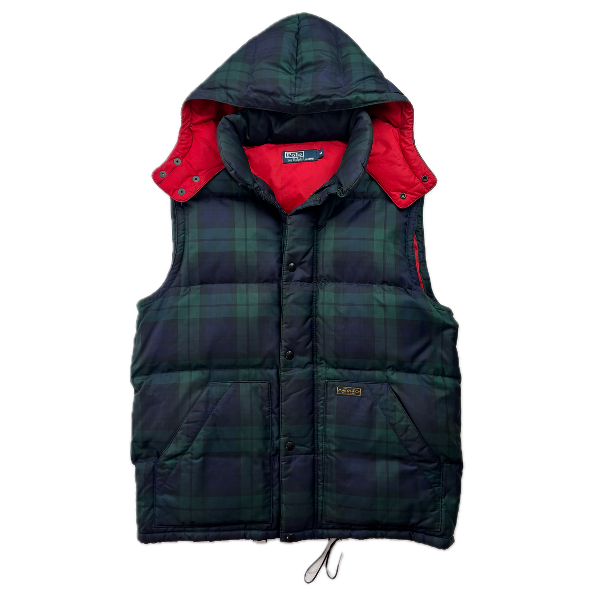 Polo Ralph Lauren BlackWatch Tartan Hooded Body Warmer Gilet - M
