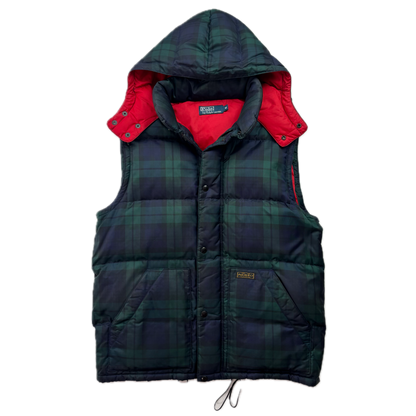 Polo Ralph Lauren BlackWatch Tartan Hooded Body Warmer Gilet - M