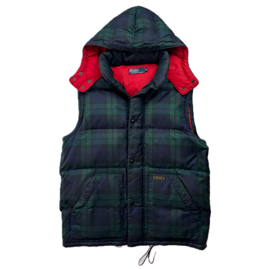 Polo Ralph Lauren BlackWatch Tartan Hooded Body Warmer Gilet - M