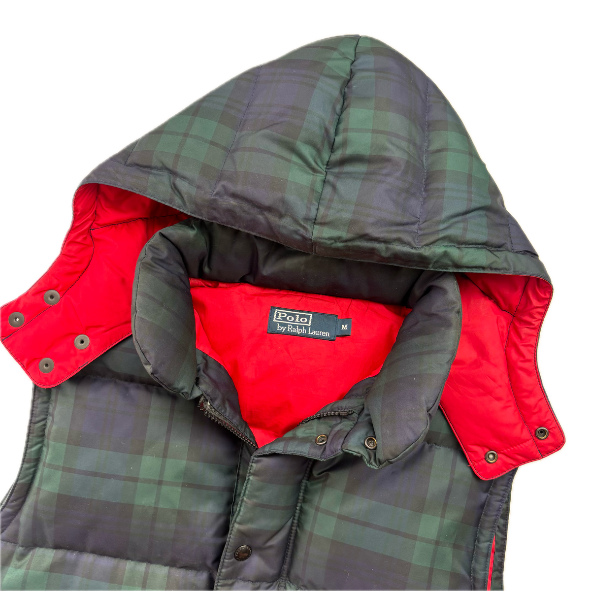 Polo Ralph Lauren BlackWatch Tartan Hooded Body Warmer Gilet - M