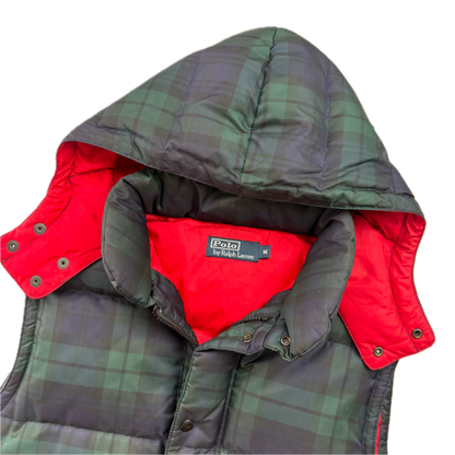 Polo Ralph Lauren BlackWatch Tartan Hooded Body Warmer Gilet - M