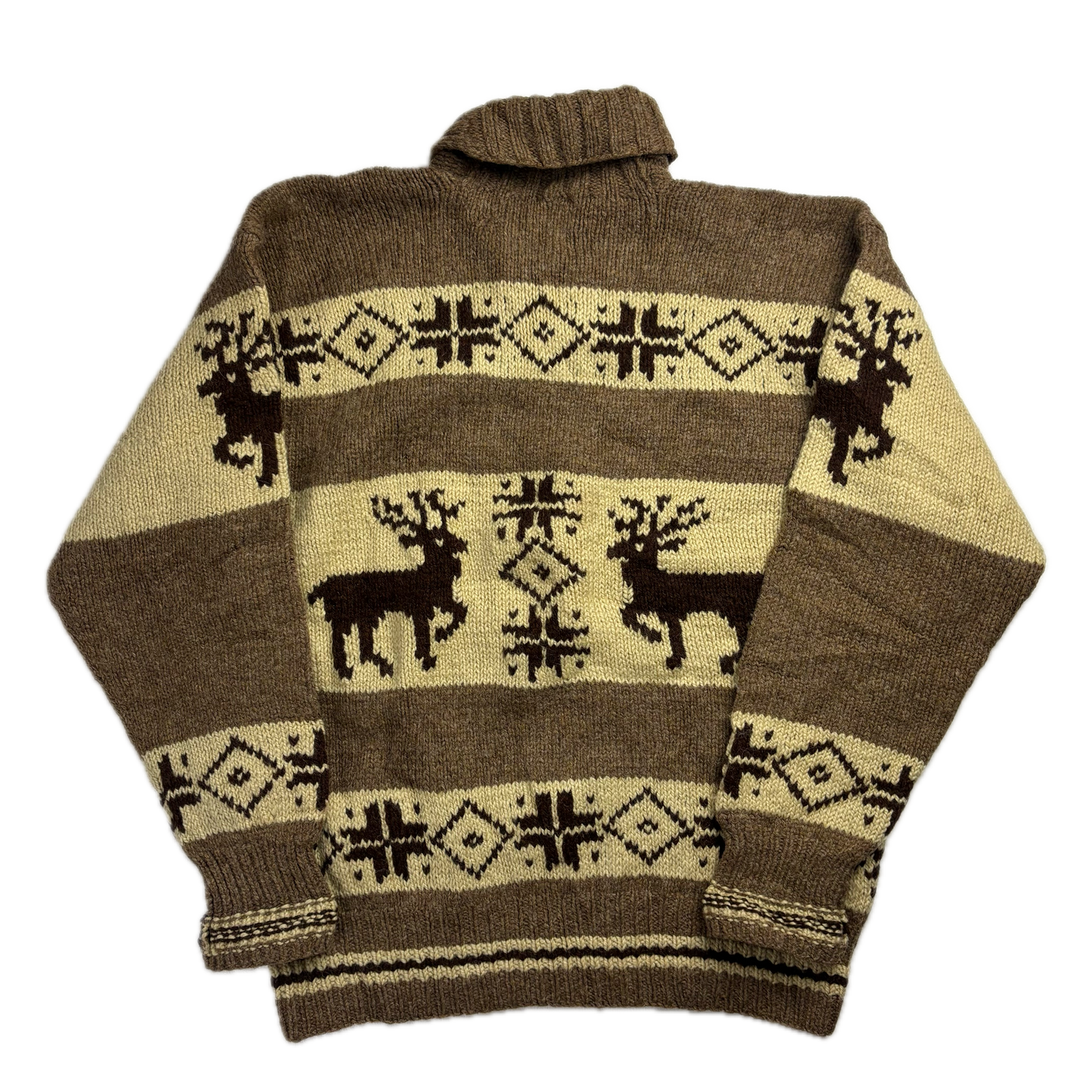 Ralph Lauren Polo Country Reindeer Shawl Neck Pattern Hand Knit Jumper (Wool) - XL